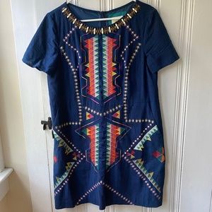Anthropologie Maeve Stunning Embroidered Shift Dress Sz 8
